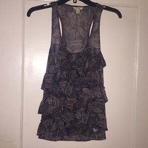 Blue and white ruffled tank top